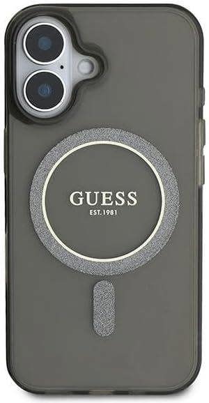 Guess IML Glitter Circle Case with MagSafe for iPhone 16 6.1" Black - GUHMP16SHFGEREK