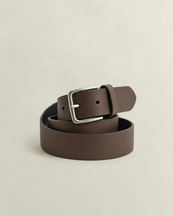 GANT Mens Logo Buckle Leather Belt - 237 Soil Brown | CHO | Designer Mens Belts