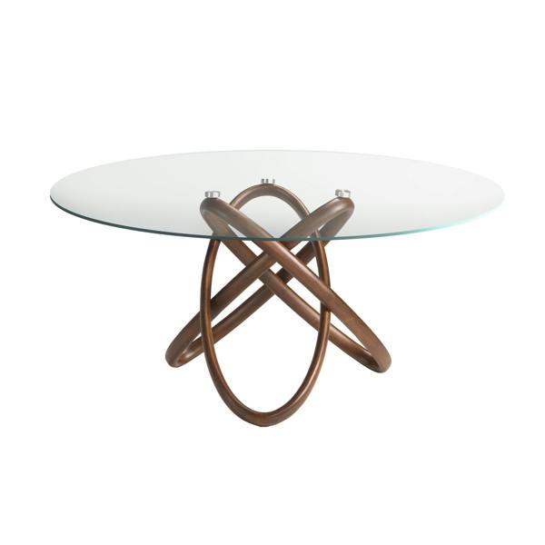 Angel Cerdá Round tempered glass and walnut dining table 1020