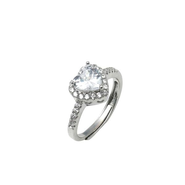 Say It With Adjustable Heart Cut Halo Ring - Silver