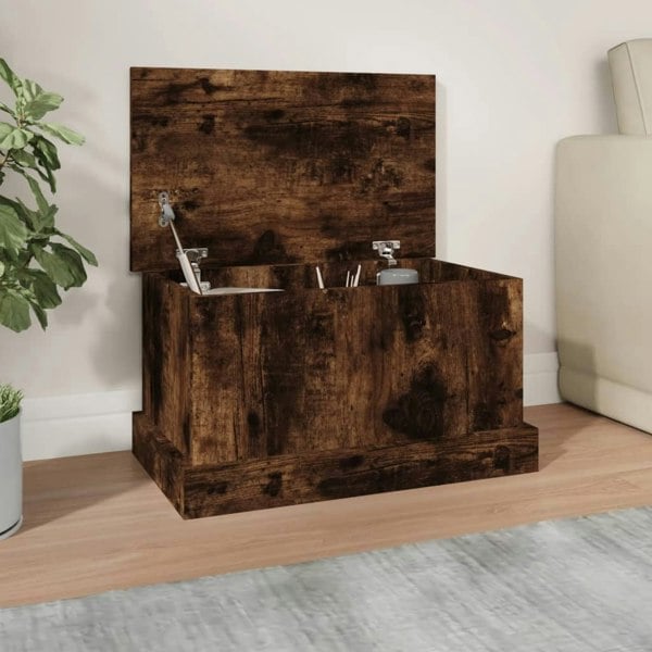 Berkfield Storage Box Smoked Oak 50x30x28 cm Engineered Wood
