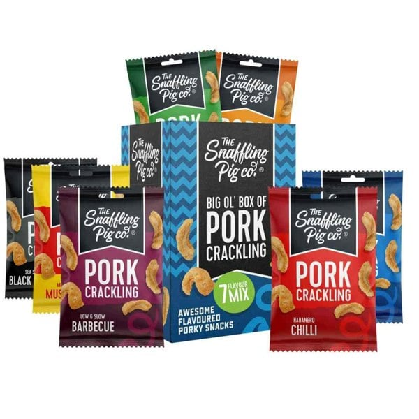 The Snaffling Pig Co Big Ol' Box of Pork Crackling: 7 Flavour Selection