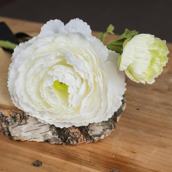 Wyld Haus Set of 3 Artificial Flowers White Ranunculus Spray
