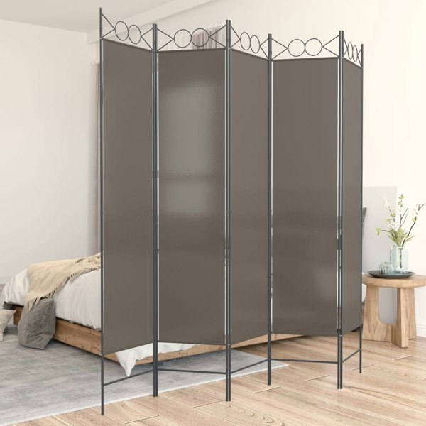 Berkfield 5-Panel Room Divider Anthracite 200x200 cm Fabric