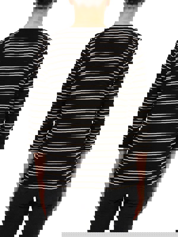 PennyPlain Round Neck Striped Top - Black