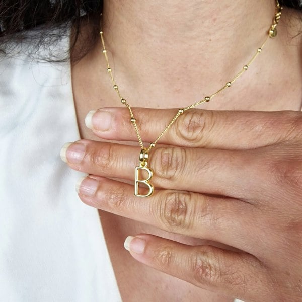 Harfi 18ct Gold Vermeil Plated Initial Pendant Necklace