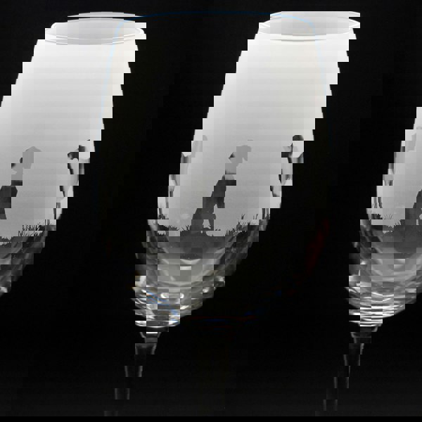 Glyptic Glass Art Pointer Dog Crystal Wine Glass - Hand Etched/Engraved Gift