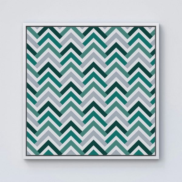 Warren Reed Retro Vintage Colored Chevron Pattern Framed Canvas