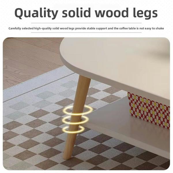 Havendro White Modern Double-Layer Coffee Table Space-Saving Living Room Side Table