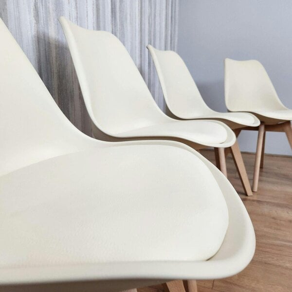 Kosy Koala Dining Chairs Set of 4 Cream Plastic Kitchen Chairs Dining Room Furniture