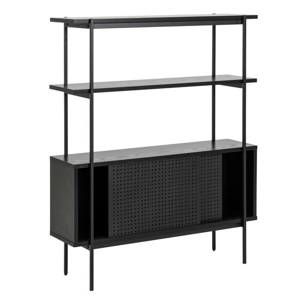 Furniture To Go Angus Small Bookcase with 2 Sliding Doors in Black
