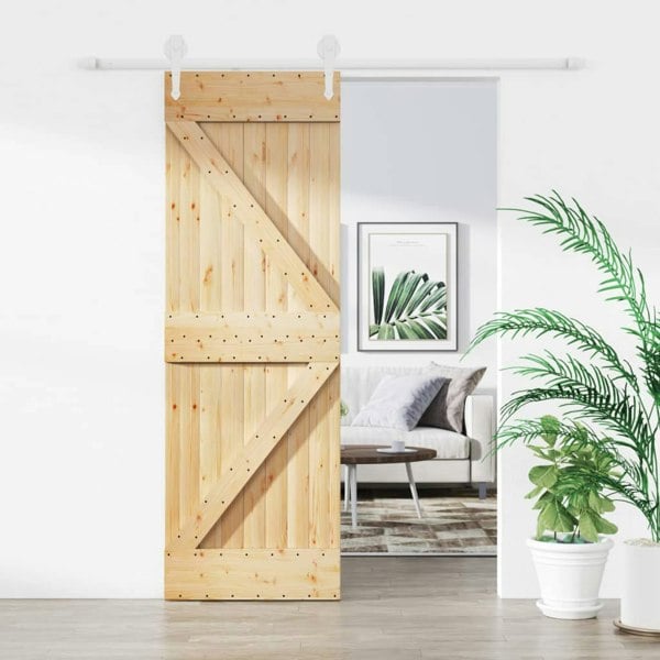 Berkfield Sliding Door with Hardware Set 70x210 cm Solid Wood Pine