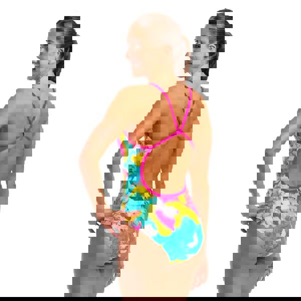 Funkita Cloudy Colours Single Strap Swimsuit in blue pink tie-dye