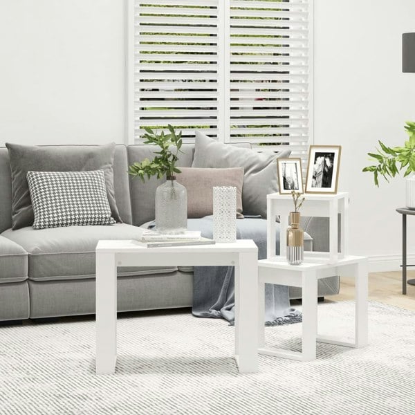 Berkfield Nesting Tables 3 pcs White Engineered Wood