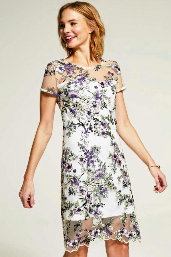 HotSquash Embroidered Cap Sleeve Party Dress