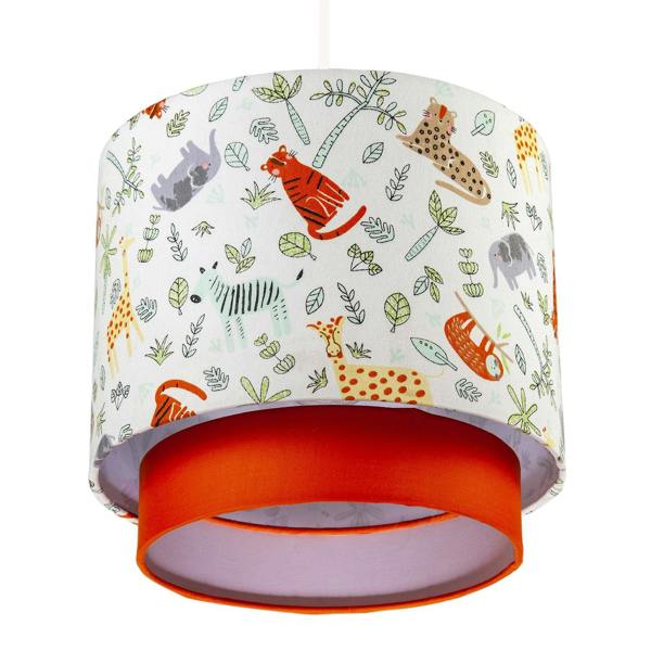 Safari Animals Childrens Pendant Light Shade with Double Tier Design Image 4