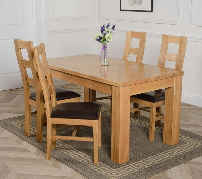 That's Furniture Dakota Medium Oak Dining Table with Yale Oak Chairs