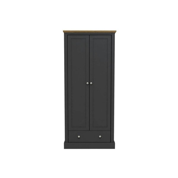 Wyld Haus Ardee Dark Grey and Natural Oak Wooden Wardrobe 2 Doors 1 Drawers