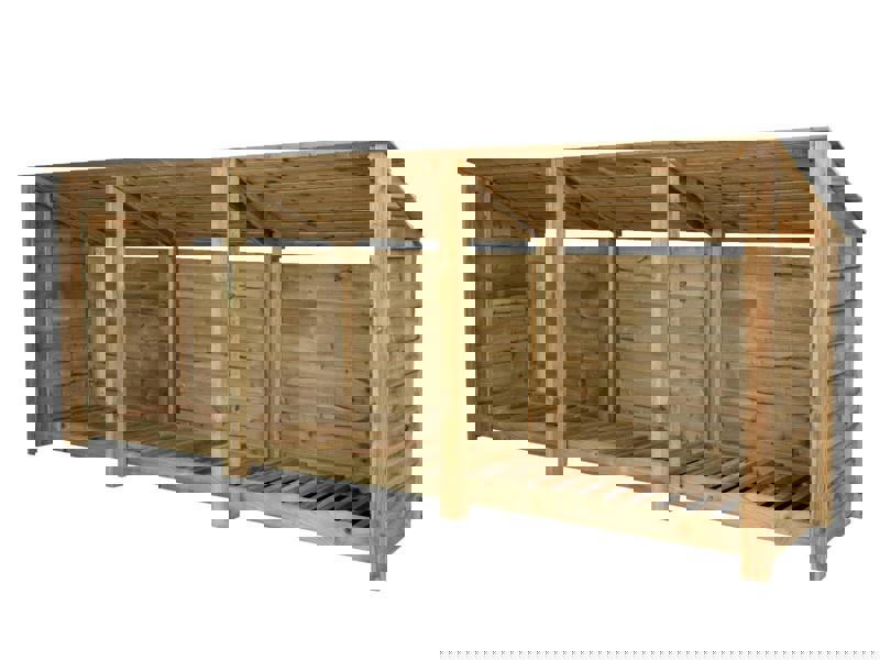 Arbor Garden Solutions Wooden Log Store (Roof Sloping Back) W-335cm, H-126cm or 180cm, D-88cm
