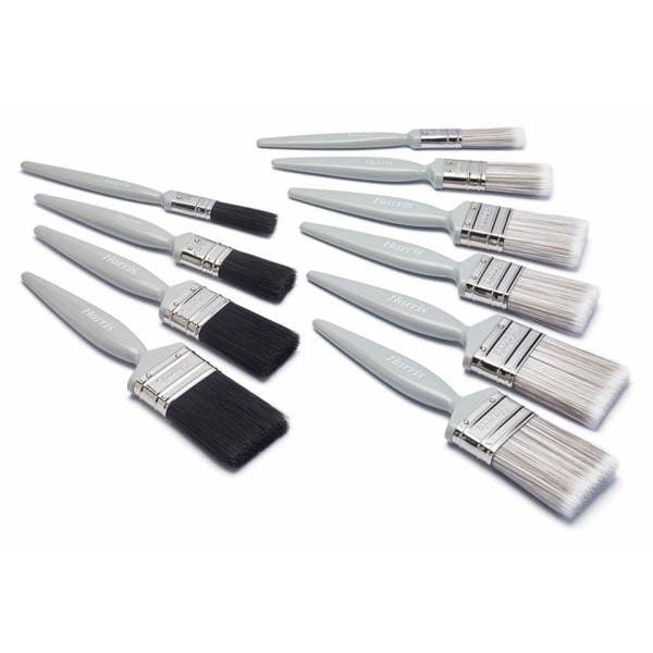 Harris Essentials Wall Ceiling and Gloss Paint Brush Set (Pack of 10) - White/Black - 