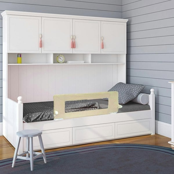 Safetots Deluxe Soft Touch Denim Extra Tall Bed Rail, Natural 140cm Wide x 60cm Tall, Toddler Bed Guard For Safety