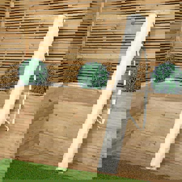 Samuel Alexander Outdoor 4 Person Folding Rectangular Wooden Garden Dining Table Benches Cream Parasol and Base Set