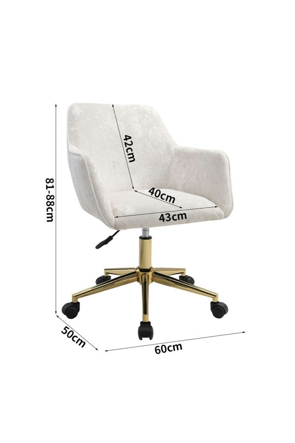 Living and Home Velvet Upholstered Home Office Swivel Chair Beige