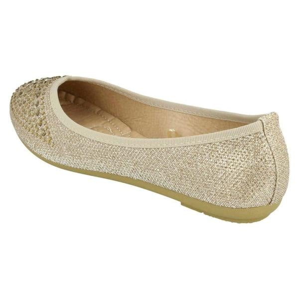Spot On Ladies Spot On Jewel Trim Vamp Ballerinas