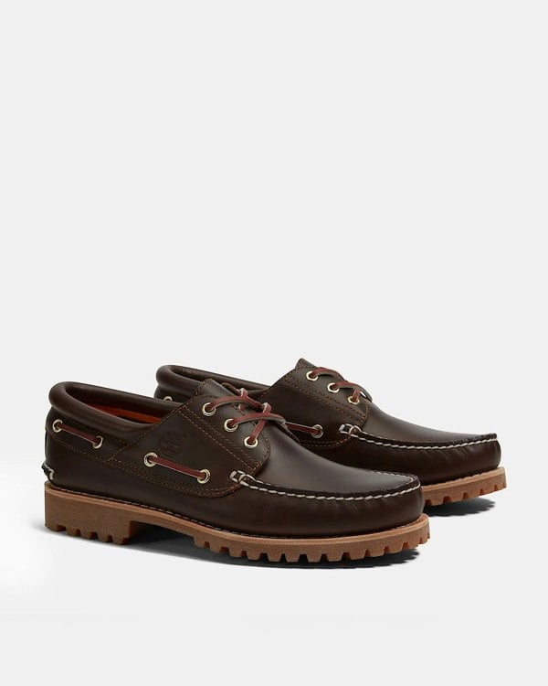 Timberland Mens Authentic Leather Boat Shoes - Brown