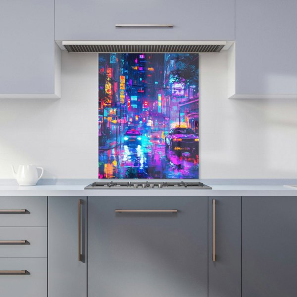 Warren Reed Abstract Tokyo Streets Glass Kitchen Splashback - 00026