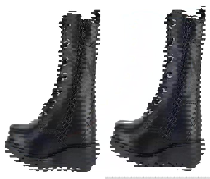 Fly London SILF Womens Zip-Up Lace Wedge Leather Mid Calf Boots