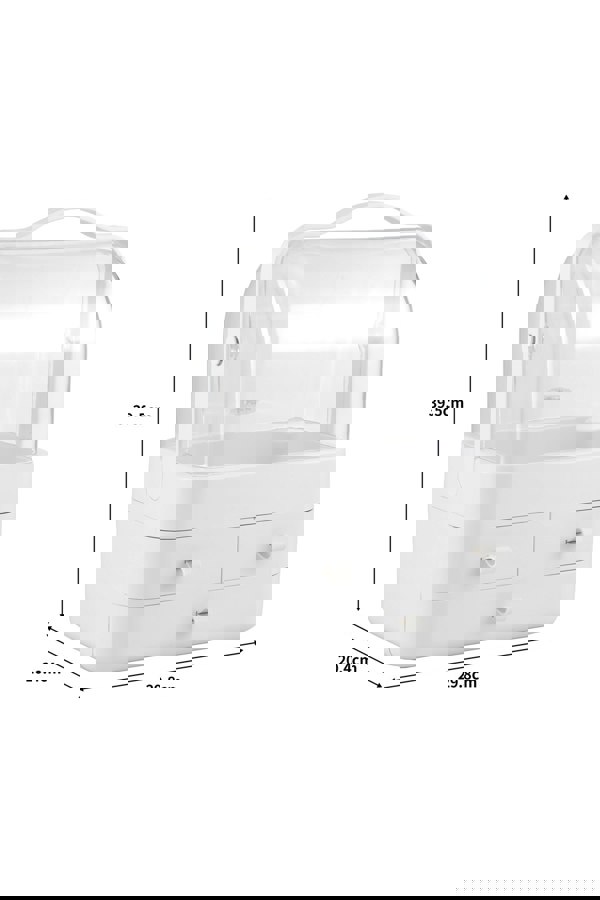 Living and Home 39CM High Cosmetic Organizer Makeup Storage Box With 3 Drawers And Transparent Lid