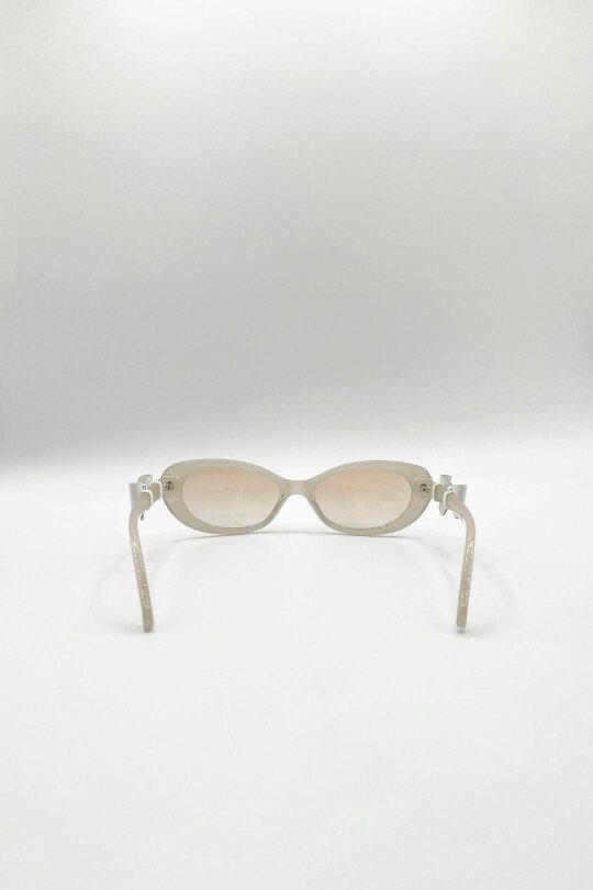 SVNX Bow Side Detail Sunglasses In Nude - Removeable Bow