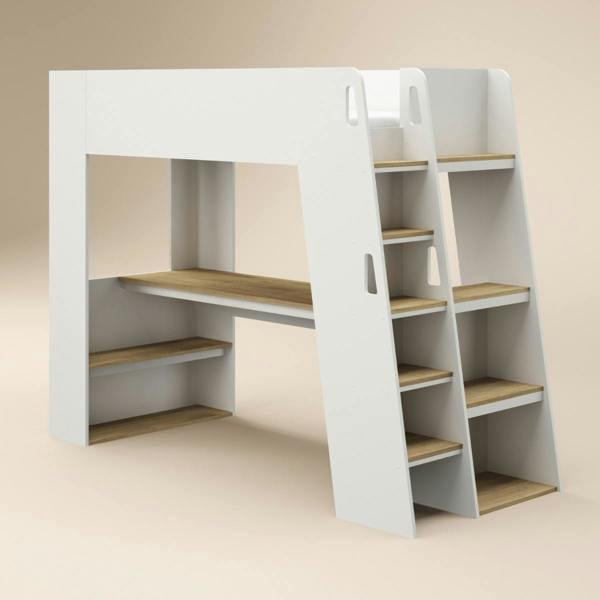 Flair Fern Staircase High Sleeper White & Oak