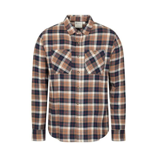 Mountain Warehouse Mens Maine Flannel Long-Sleeved Shirt - Tan - 