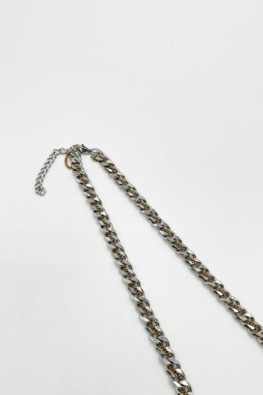 SVNX Woven Chain Necklace in Silver and Gold