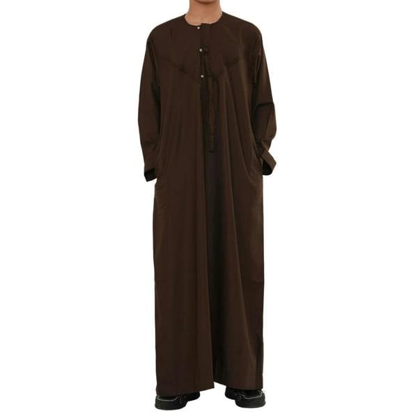 HM11 - Boy's Thobe Emirati Omani Bobble Button String Tassel - Brown - Thobez - 29