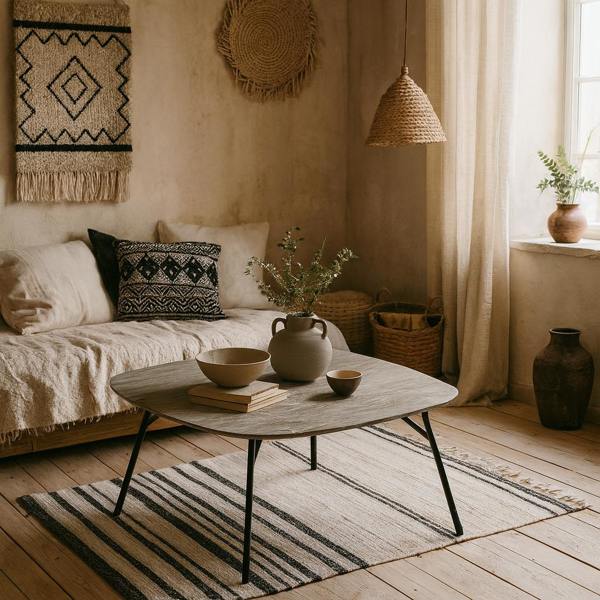 Wyld Haus Rosefern Grey Marble Effect Coffee Table