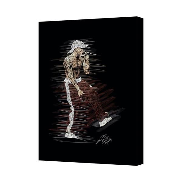 Benjamin Tate Design Canvas Wall Art Musician Silhouette Holding Microphone
