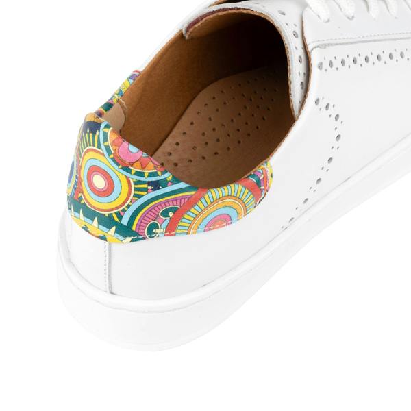Embassy London Serena - Red & Signature Print - Women’s Leather Trainer with Brogue Details