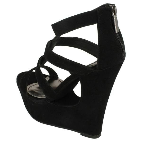 Anne Michelle Ladies Anne Michelle Cut Out Wedge T-Bar Sandals