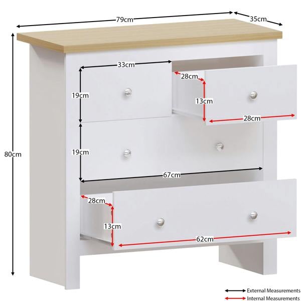 Vida Designs Arlington 2+2 Drawer Chest, Grey