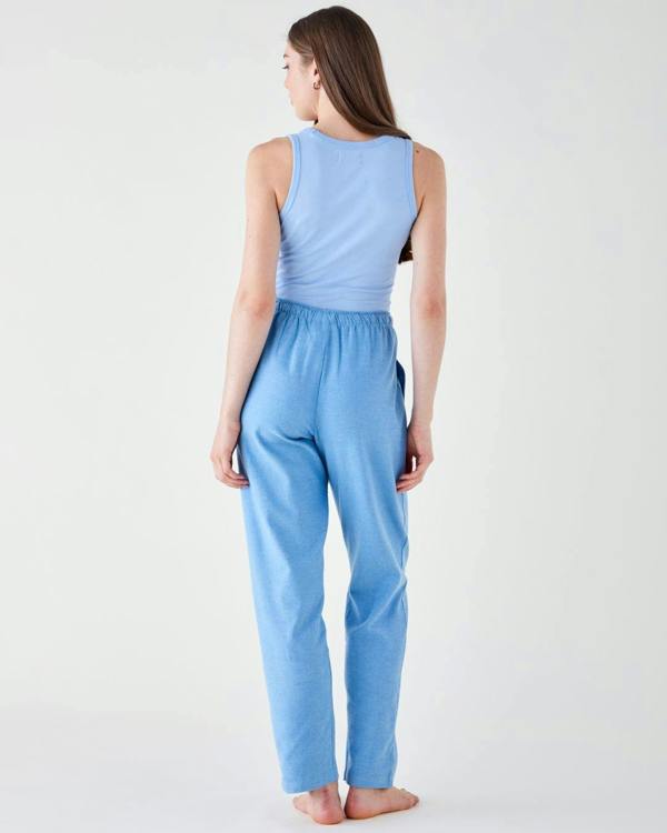 British Boxers Women's Brushed Cotton Pyjama Trousers - Sky Blue Herringbone