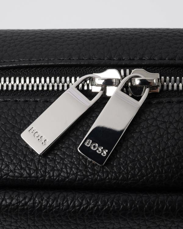 top zip pull details of BOSS Orange Ray EVO Mens Washbag in Black 001