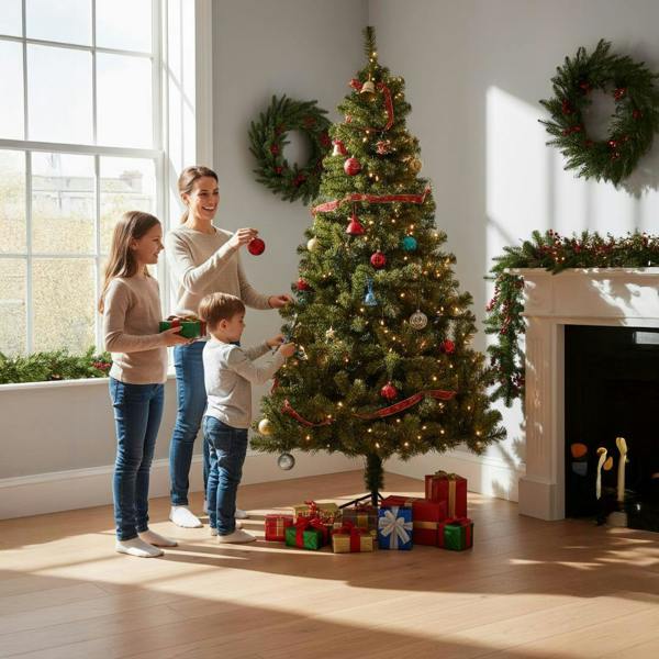 4ft to 12ft Green Pre-Lit Alaskan Pine Artificial Christmas Trees with Warm White LEDs image 4