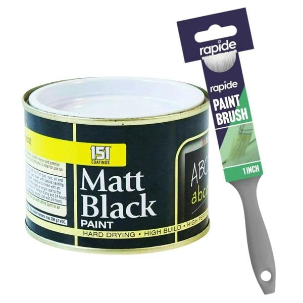 151 Matt Black Paint Tin 180ml With 1" Paint Brush