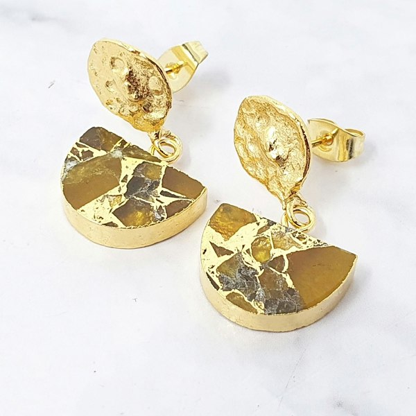 Hammered Citrine November Birthstone Statement Earrings