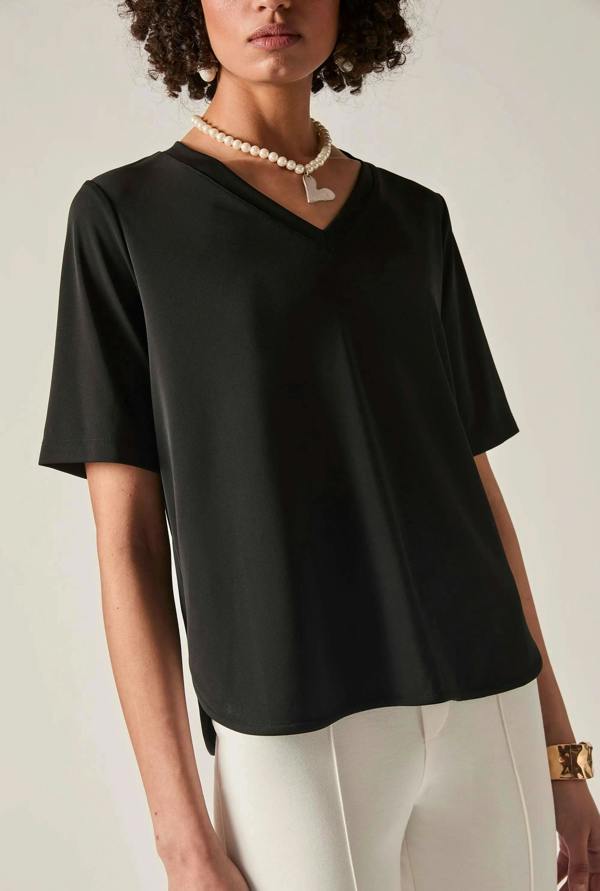 James Lakeland Black Jersey V-Neck Top