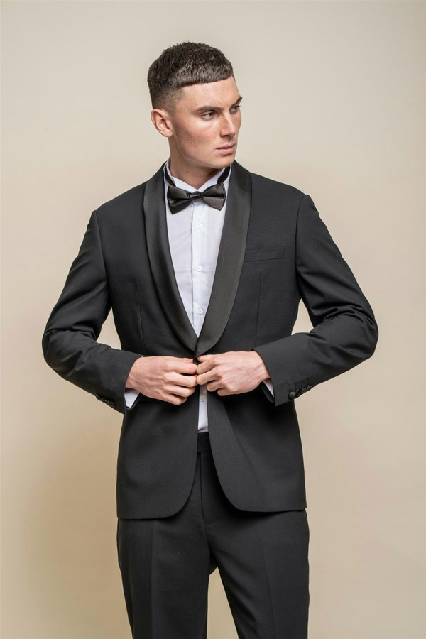 Aspen black tuxedo blazer front