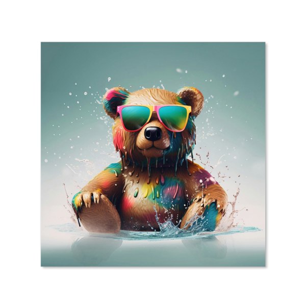 Warren Reed - Designer Splashart Bear In Glasses Kitchen Splashback